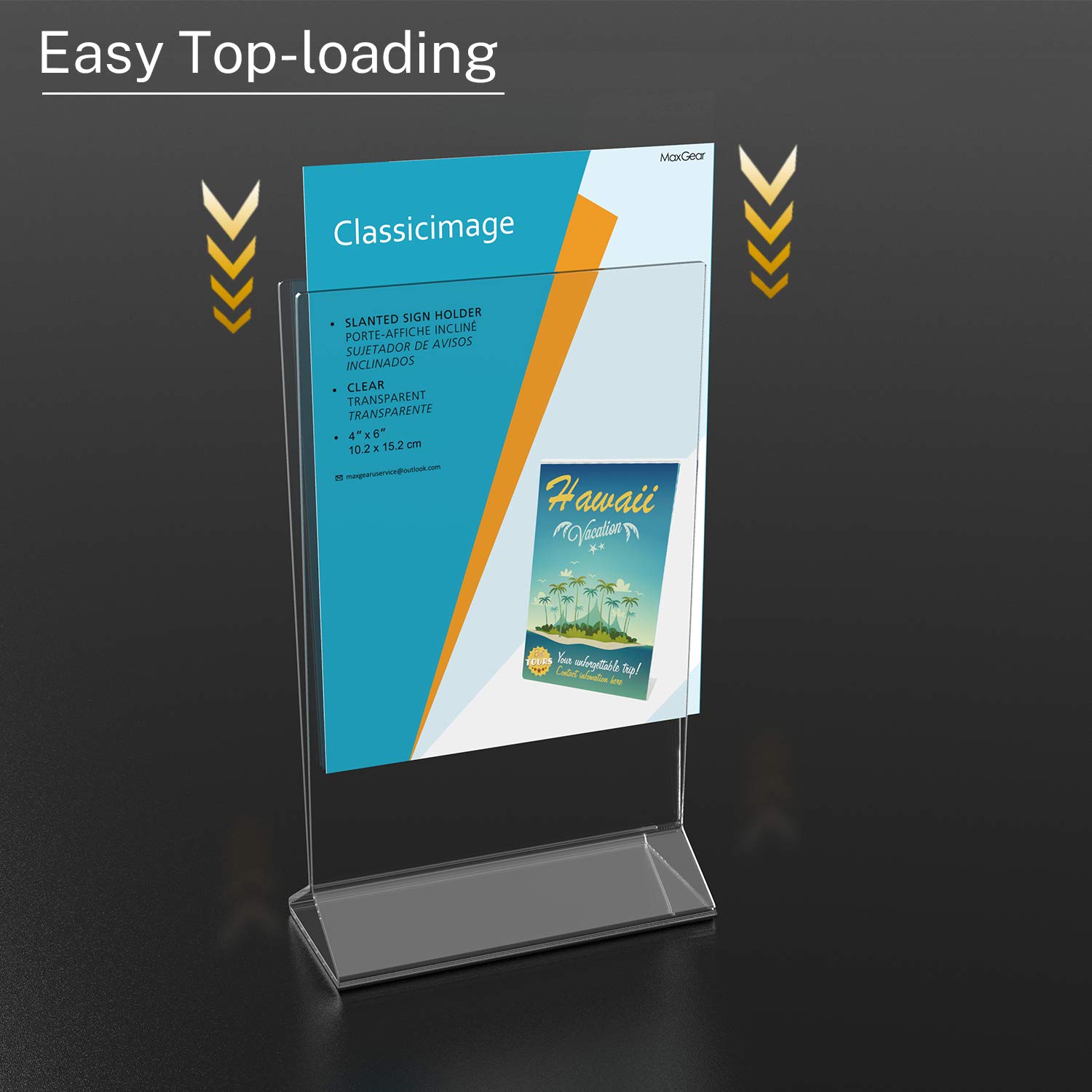 MaxGear Acrylic Sign HolderTable Card Display4 x 6 Inches Clear Sign