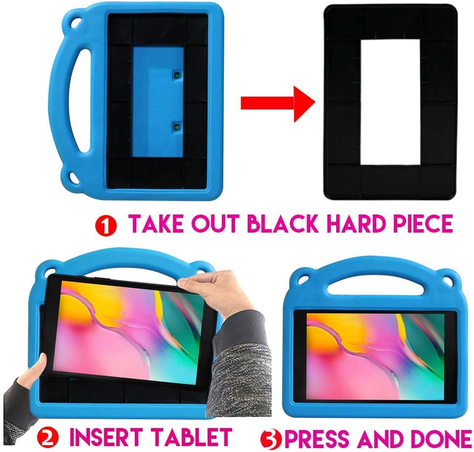 FIREVASE Tablet Case for Samsung Galaxy Tab A 8.0 Inch,2019 SM-T290/T295, EVA Protective Case Shock Absorption Convertible Built-in Handle Lightweight Child Protective Case with Shoulder Strap (Blue)