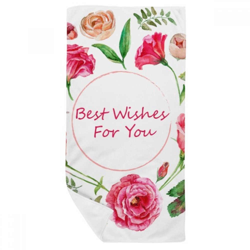 Serviette de bain douce motif fleurs roses 35x70cm absorbante