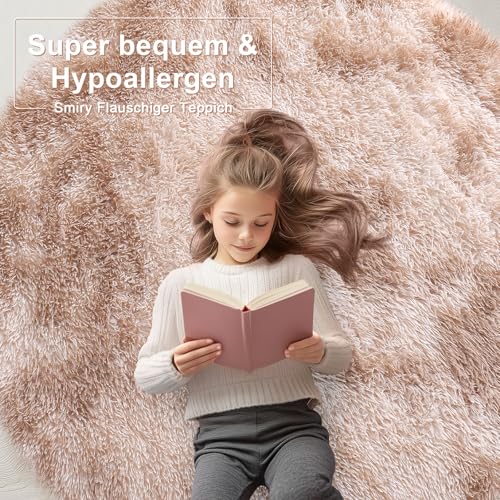 Tapis de salon beige 160x160 cm lavable et antidérapant smiry