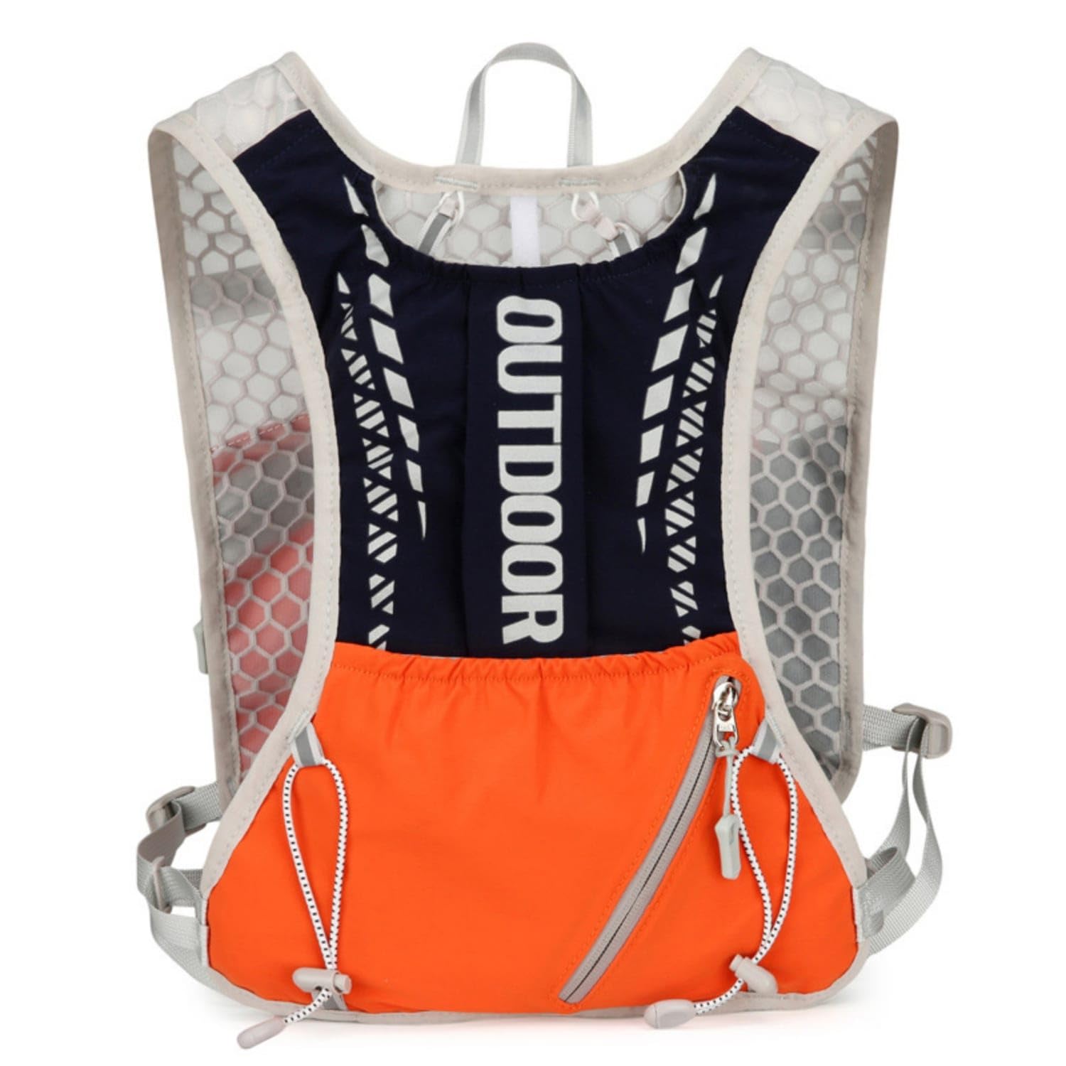 Breathable Running Hydration Vest Lightweight Hydration Vest Backpack Close-Fitting Trail Running Backpack Adjustable for Runners, Hikers, Cyclists, Hiking, Cycling, Navy Orange-image-12