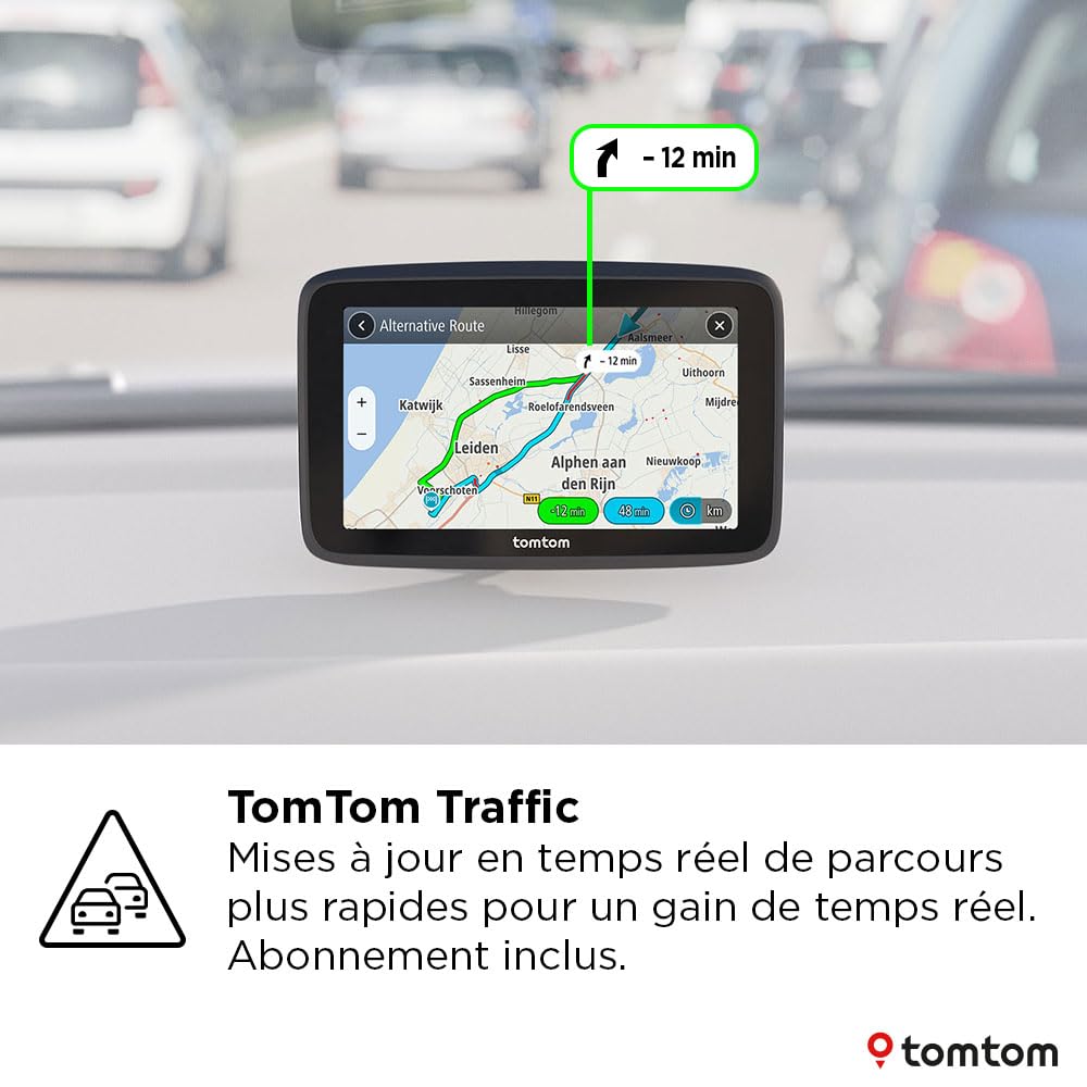 TomTom GPS Voiture GO Classic 2ème génération (6 Pouces, Info Trafic, Essai Alertes des Zones de Danger, Cartes EU, Mise à Jour Via WiFi, Guidage sur Changement de Voie, Fixation Reversible Intégrée)
