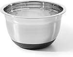 Starfrit Stainless Steel Mixing Bowl with Silicone Non-Skid Base, Wide Rim for Easy Grip & Transport, Durable Stainless Steel, 2.8L (3 Qt) Capacity