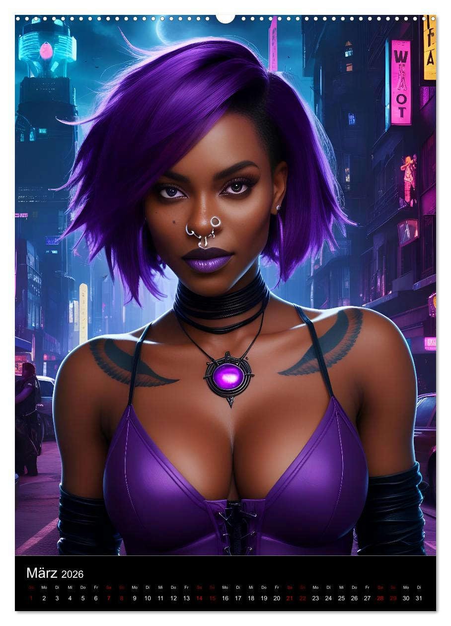 Die Hexen von Cyberpunk City (hochwertiger Premium Wandkalender 2026 DIN A2 hoch), Kunstdruck in Hochglanz: Ein Jahr voller Magie und Technologie (CALVENDO Kunst)
