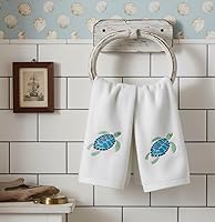 Vista 8 de Serafina Home Toallas de baño para dedos con tortugas: toallas de verano náuticas suaves y absorbentes para invitados con decoración de tortuga azul