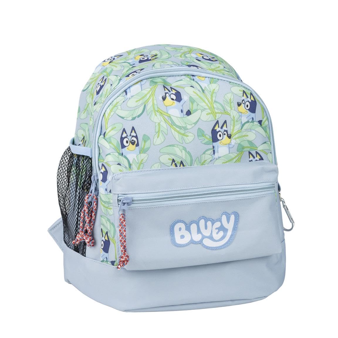 Bluey Trekking-rugzak, blauw, 23 x 27 x 15 cm, van polyester, verschillende vakken, verstelbare riem en handgrepen, blauwe print