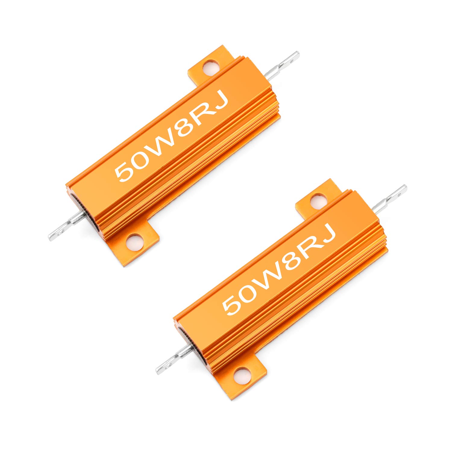 Chanzon 2pcs Wirewound Aluminum Shell Resistor 8 Ω ohm 50W ±5% Tolerance 8R Rohs Certified