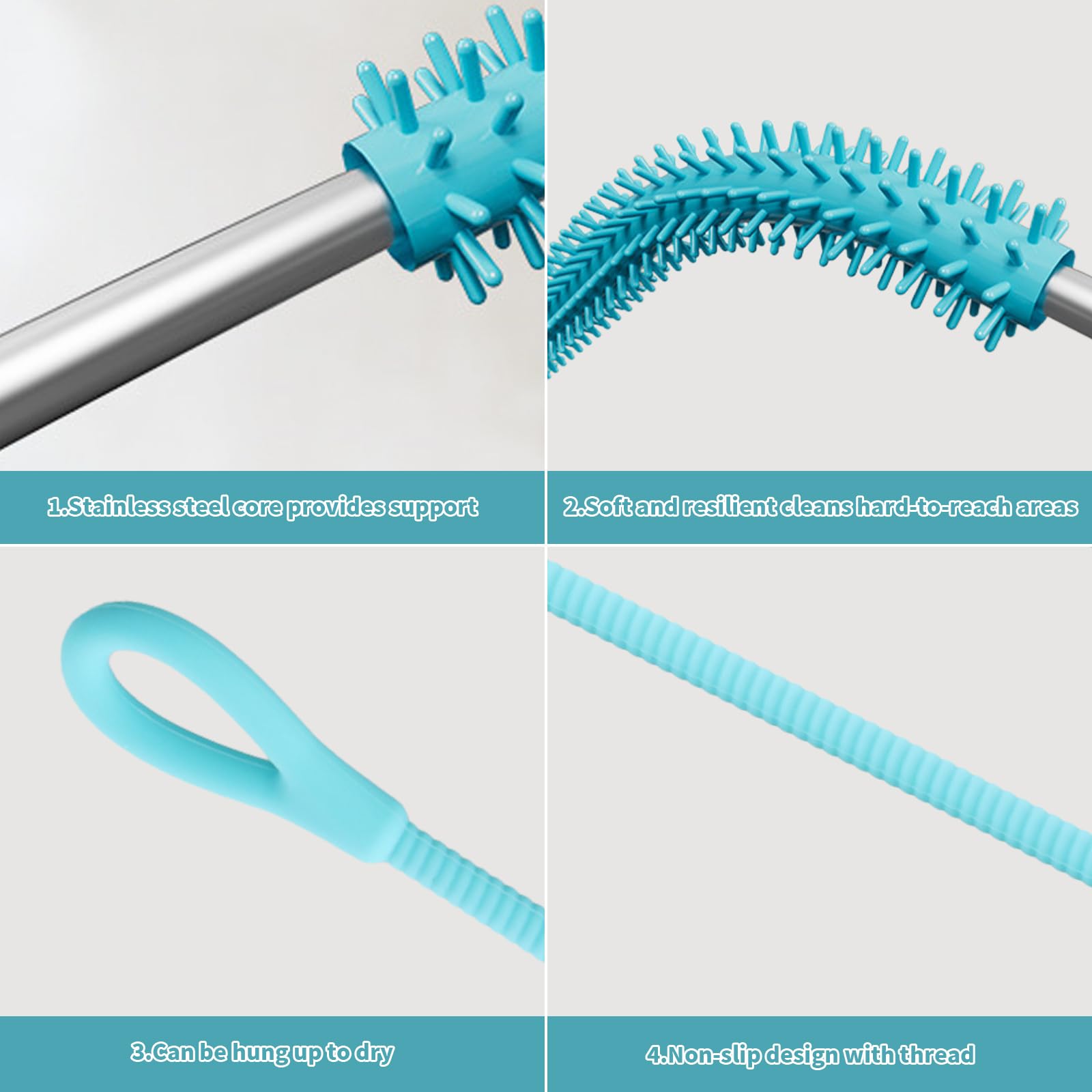 Spazzola Per Cannuccia In Silicone, 2 Spazzole Riutilizzabili