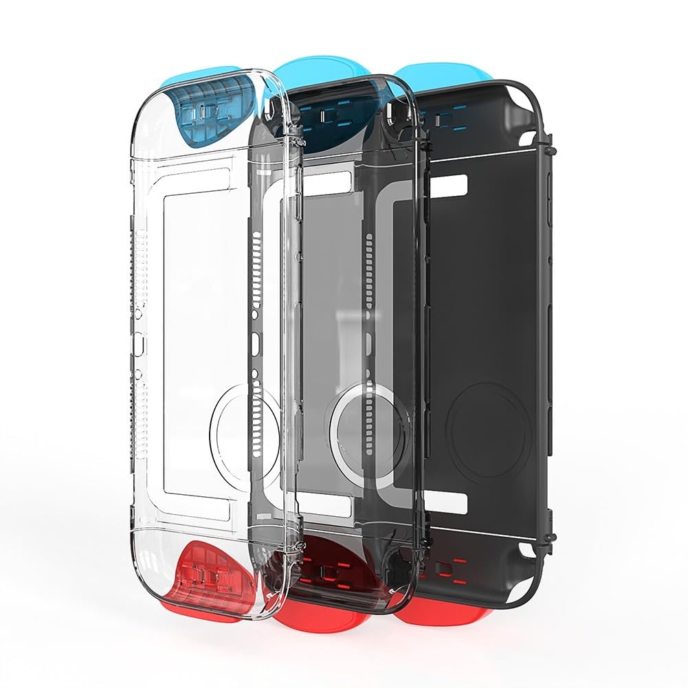 Custodia protettiva per Nintendo Switch 2, trasparente, in ABS, con impugnature ergonomiche, porte e pulsanti precisi, per design compatto (24 x 10 x 1,9 cm), include 6 impugnature