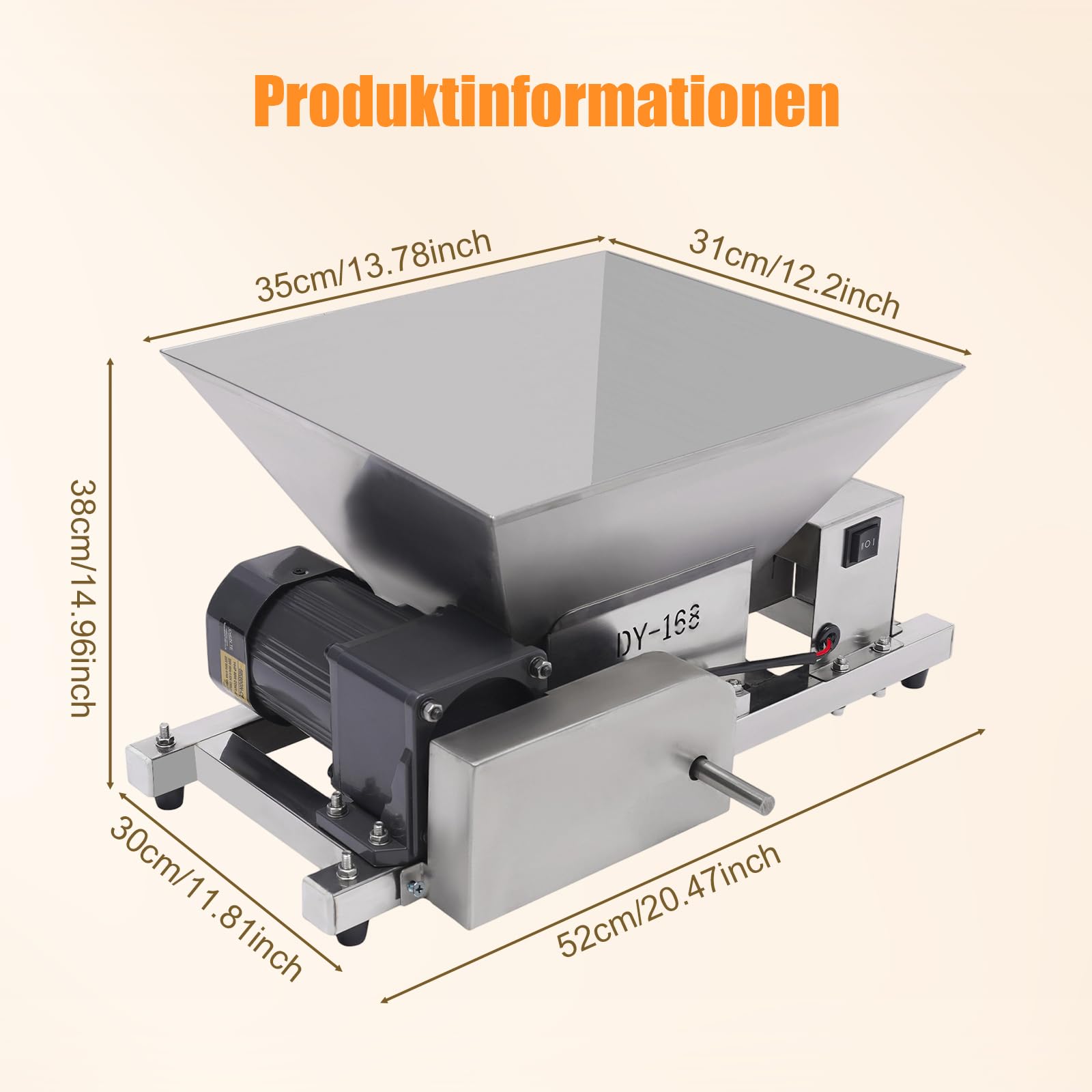 4L Elektrische Obstmühle, 60w 75rpm Kommerzielle Obst Brot Brauner Zucker Brechmaschine, Apfelpresse Obsthäcksler Maischemühle Obstpresse