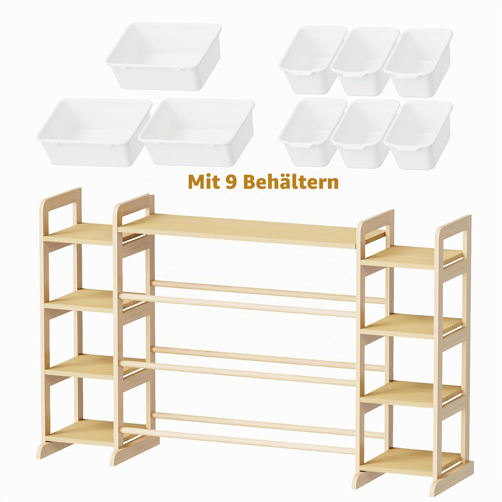 SpaceAid Großer Spielzeug-Organizer, 9 Regale, 9 Behälter, Spielzeug-Organizer, Bücherregal, Kinder-Aufbewahrungsregal, Spielzeugbox, Bücherregal für Schlafzimmer, Spielzimmer, Organisation