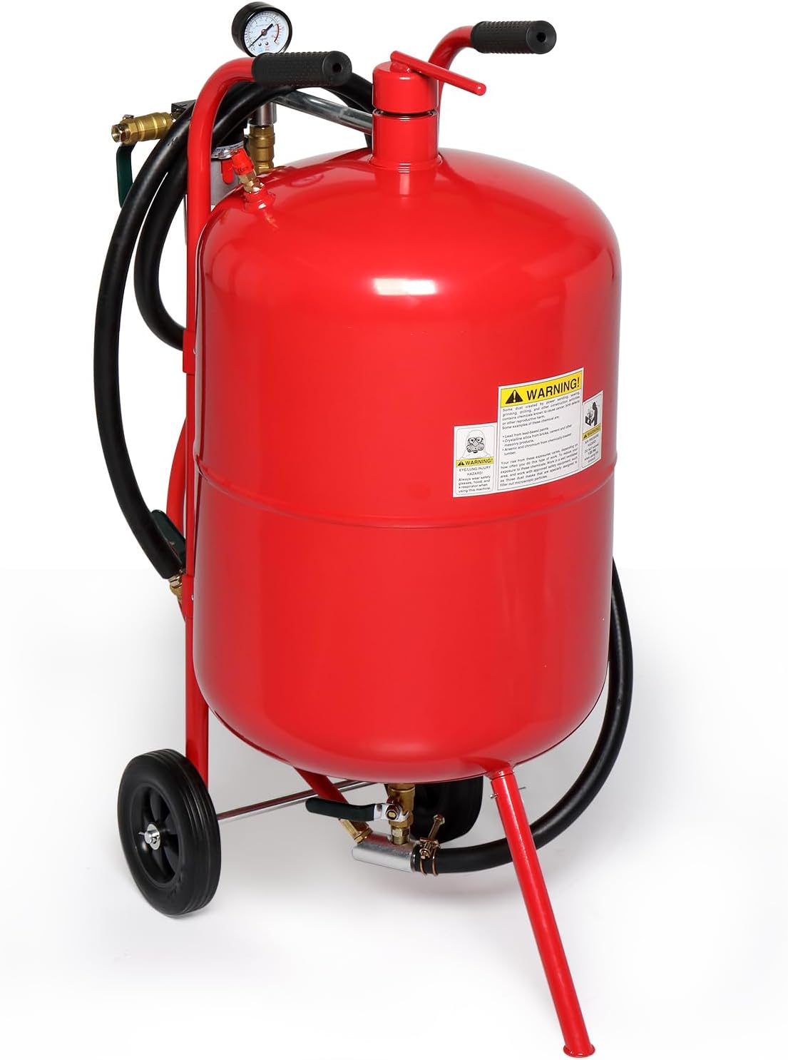 10 Gallon Pot Sand Blasting Machine, 125 PSI High Pressure Air Sand Blasting Kit w/6" Wheels Red High Pressure Rust Removal and Special Surface Treatment of Material