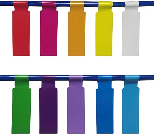 300 etiquetas de identificación de alambre resistentes al desgarro, coloridas etiquetas de cable impermeables, etiquetas autoadhesivas para cables