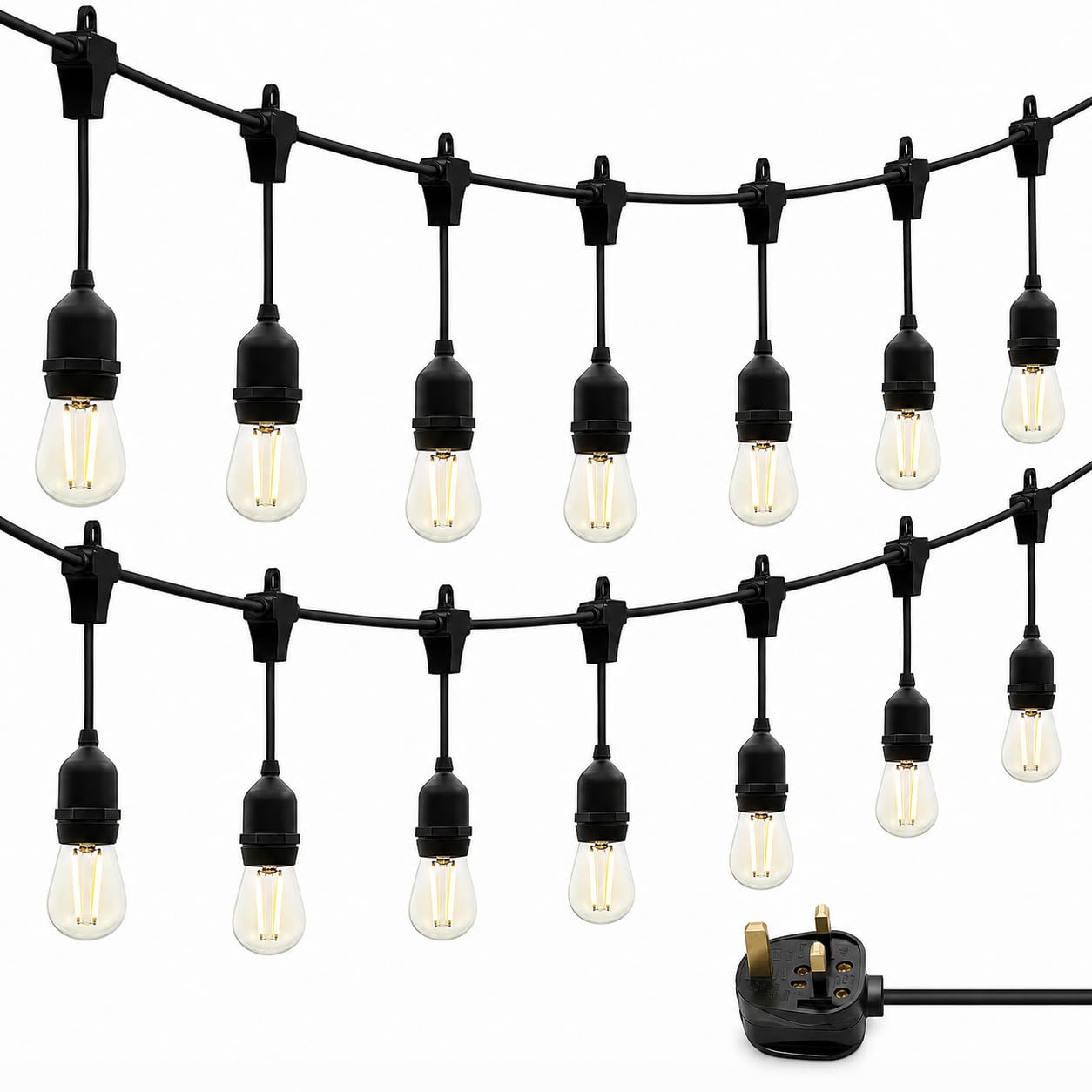 Auraglow Festoon Lights Outdoor Mains Powered, 10m Garden String Lights
