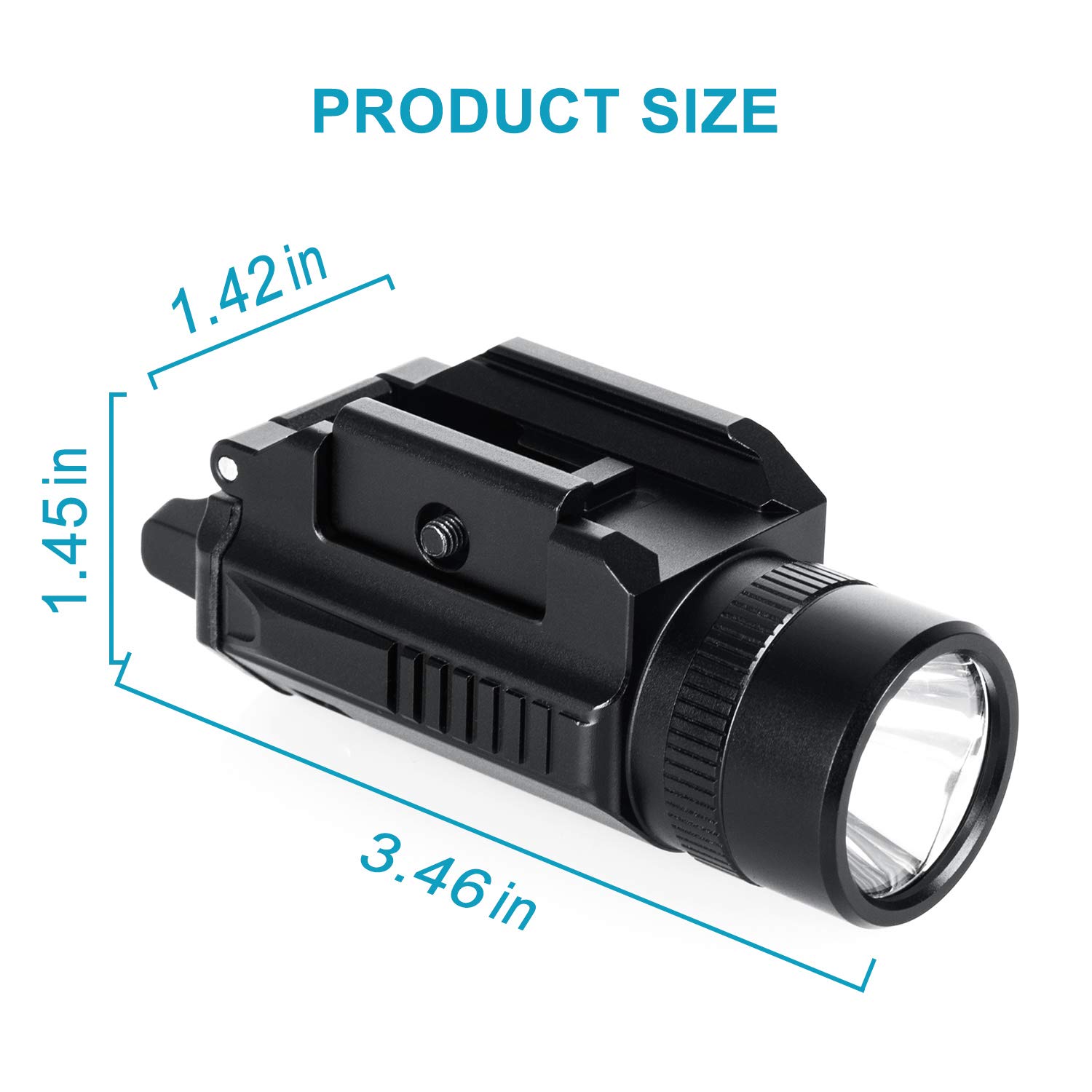 LUSAF 1200 Lumens Gun Light for Pistol Rail Mounted Compact LED Gun