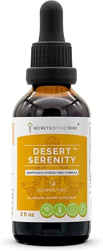 Secrets of the Tribe - Desert Serenity, mezcla de suplementos herbales en gotas de extracto líquido sin alcohol, adaptógenofórmula sin estrés (2 fl