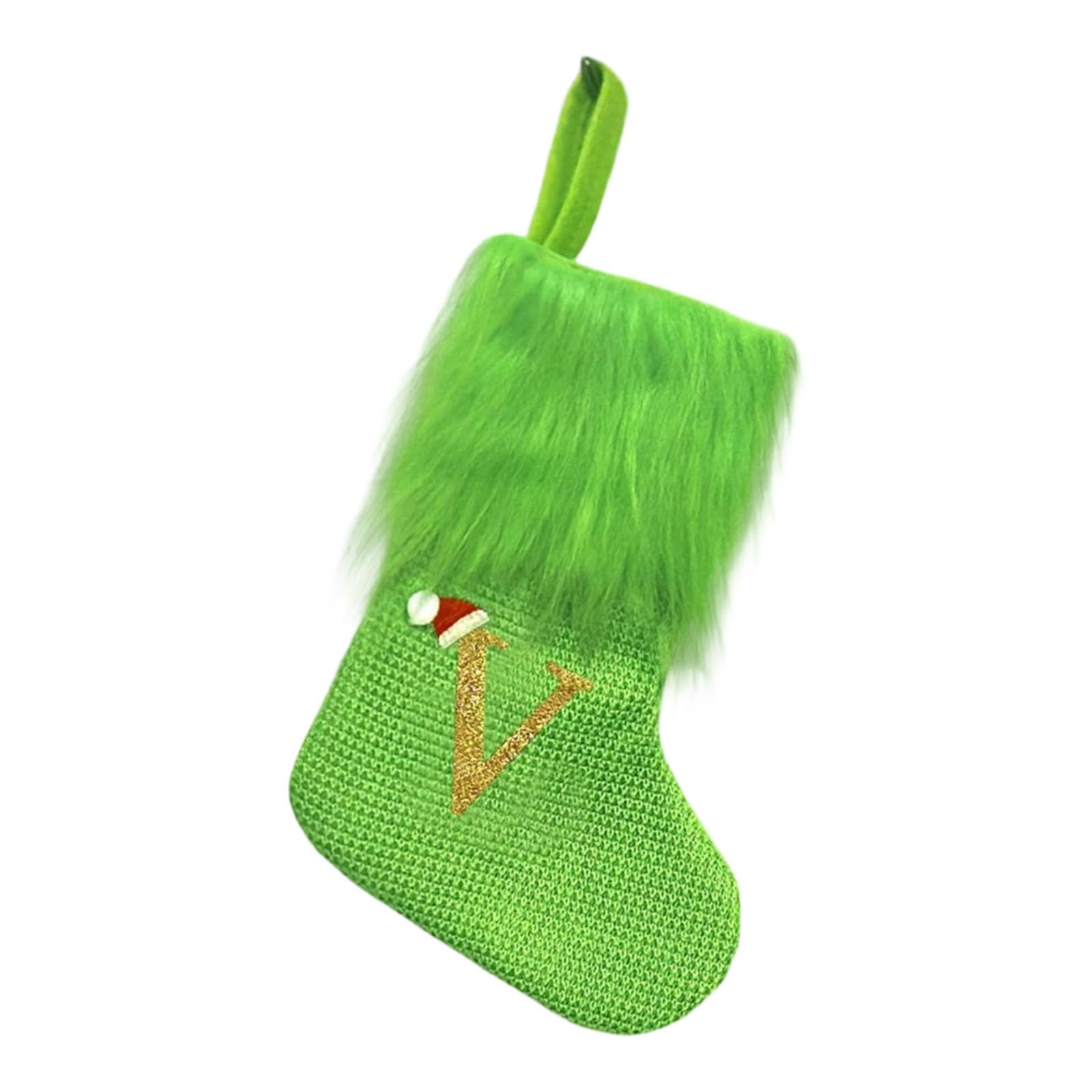 Xjdzineq Holiday Sock Durablility Hanging for Candy Gifts Holder Festival Decoration Classical Christmas Letter Knitted Stocking Bag