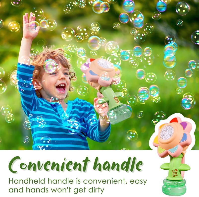 Flower Bubble Toy with Colorful Lighting Handheld 3.12454+Bubbles 0.2215 Modes Fun Swing Blower Blaster Toys FENHONGSE