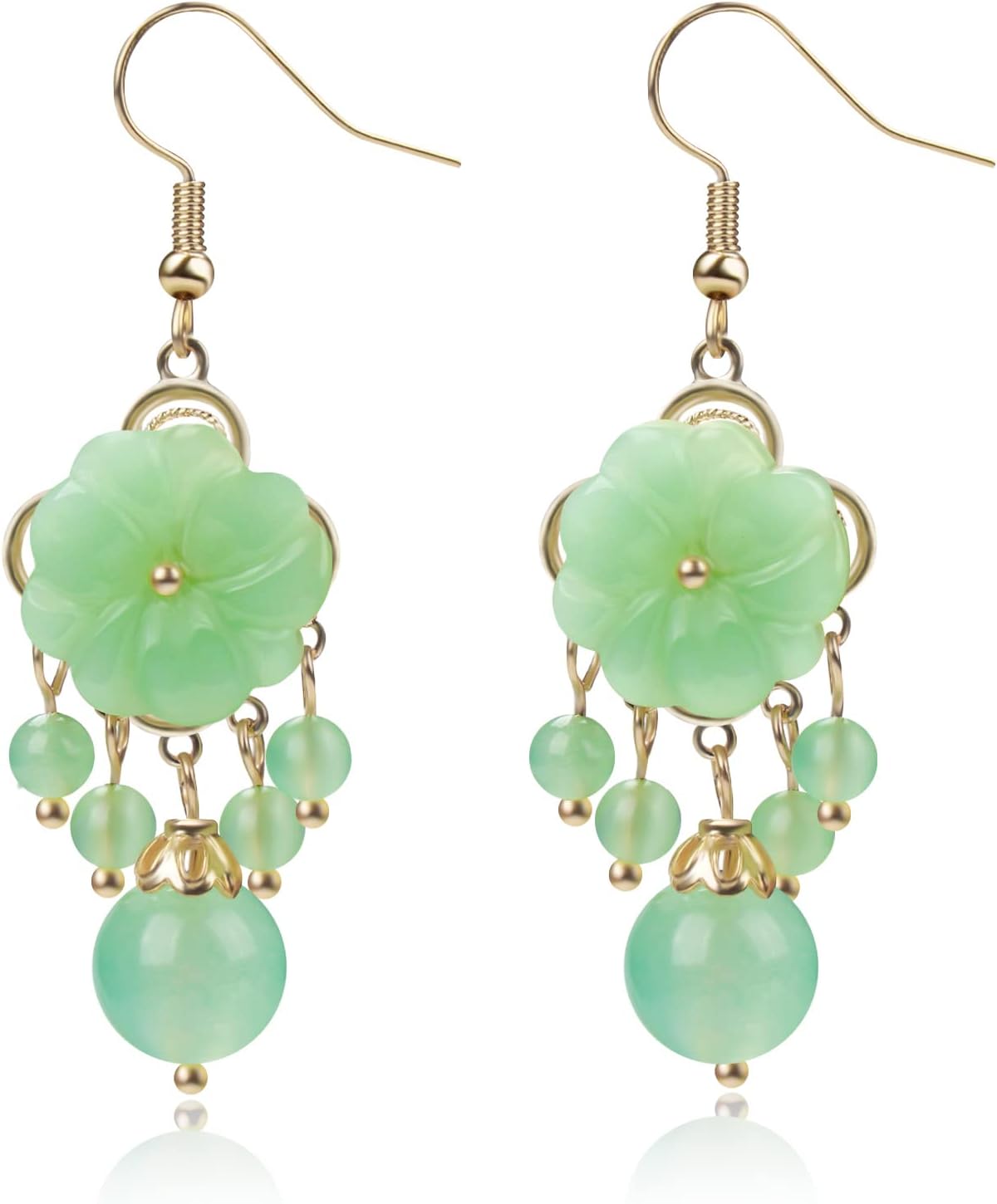 Natural Ladies Jade Earrings and Jade Necklace Set, Suitable for Mother’s Day, Easter, Christmas