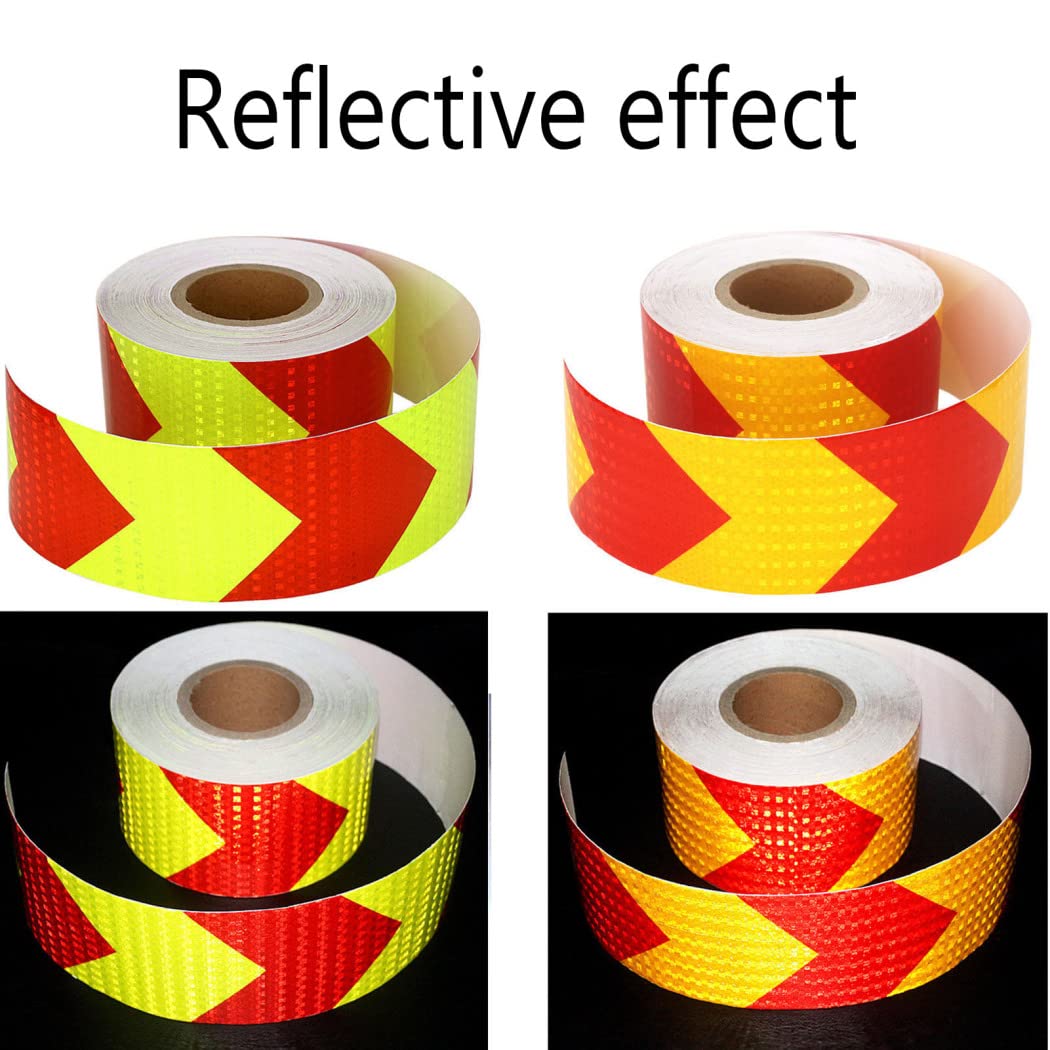 Cinta de señalización de peligro roja y blanca, Cinta reflectante autoadhesiva de advertencia peligro, 10 cm x 50 m, multicolor(Red+yellow a)