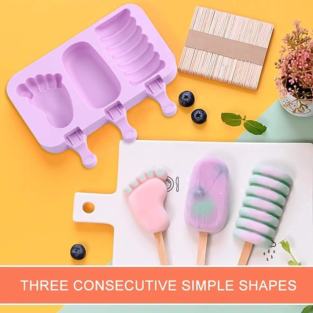 Silicone Reusable Popsicle & Cakesicle Molds - Ice Pop Maker for DIY Ice Cream Food Grade Cake Mold with 100 Wooden Sticks