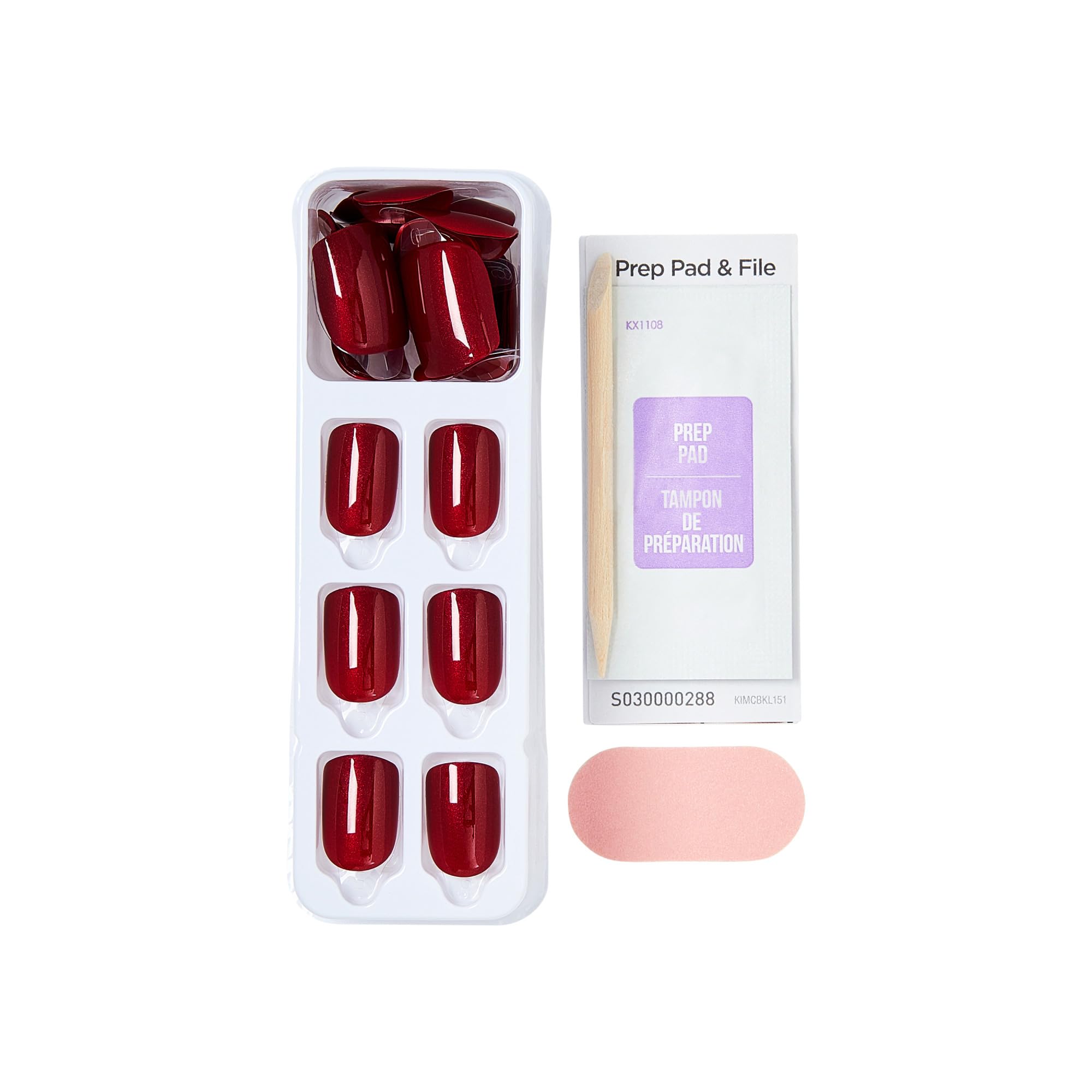 Kiss Impress - Uñas de manicura a presión, 30 unidades, terciopelo rojo