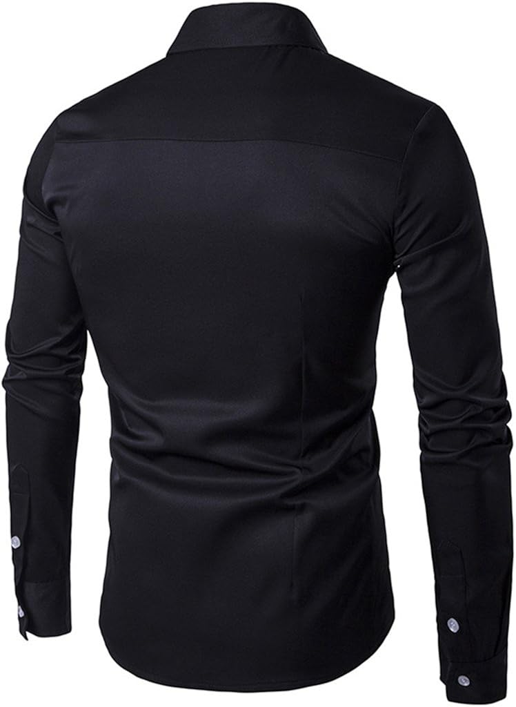 WHATLEES Mens Long Sleeve Extra Long Design Dress Shirt