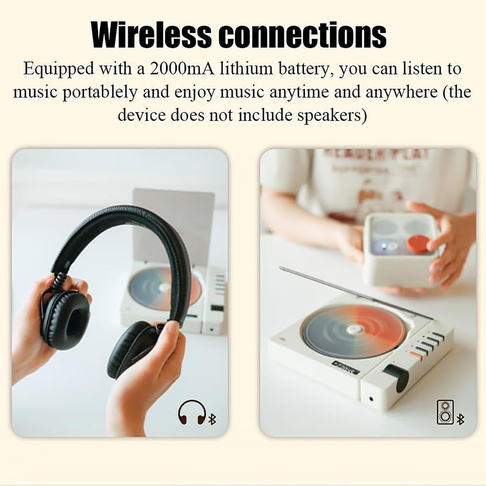 Lettore CD portatile con Bluetooth 5.3, suono HIFI, display digitale, supporta CD/MP3/WAV/WMA, ideale per casa e viaggi (senza altoparlanti)