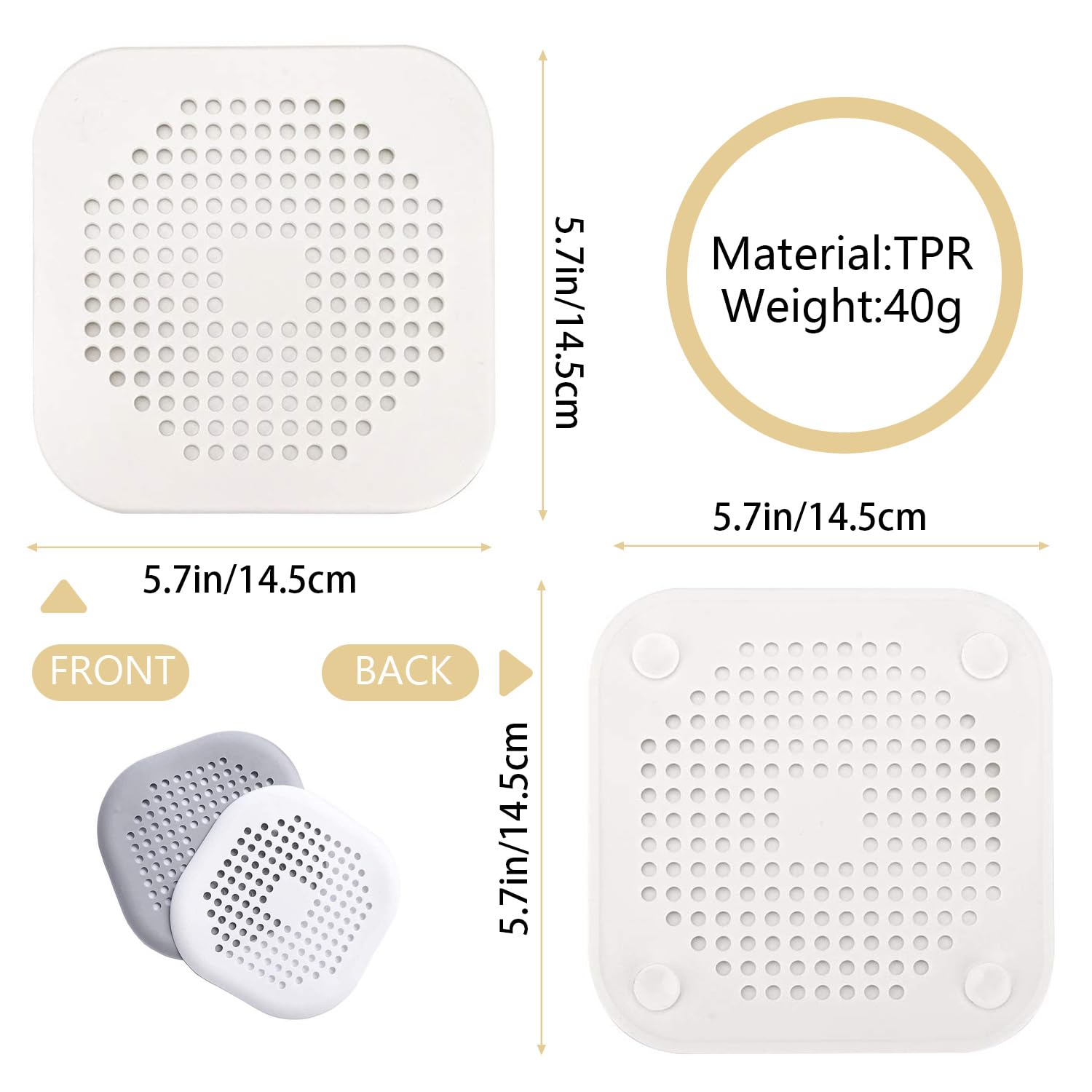 4 Pcs Silicone Drain Protector, Sink Strainer Protector with Sucker, Shower Drain Covers Hair Catcher - Image 2