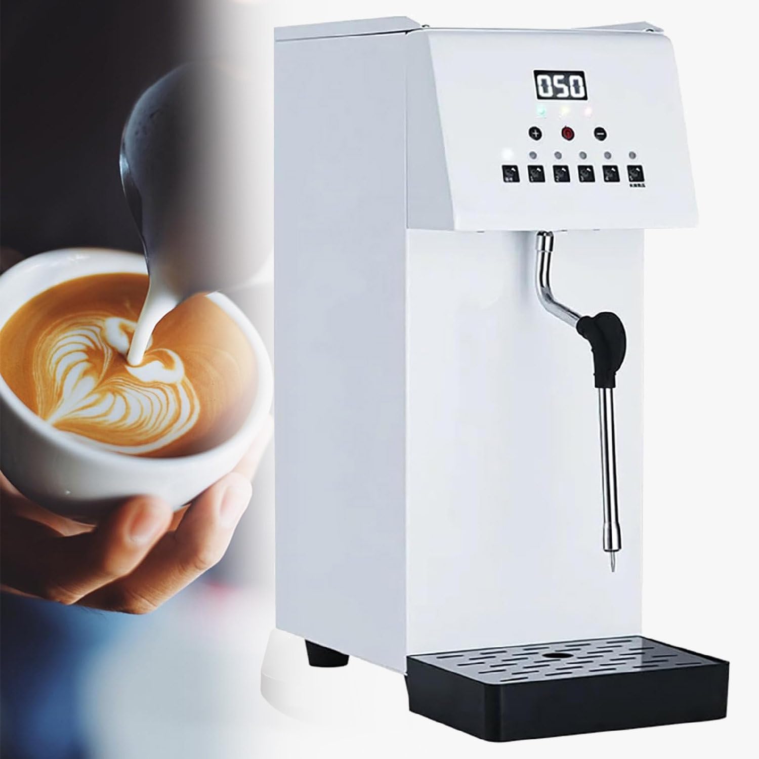 Espumador de leche, vapor comercial, totalmente automático, con caldera, varilla de vapor, 6L comercial, con pantalla LED