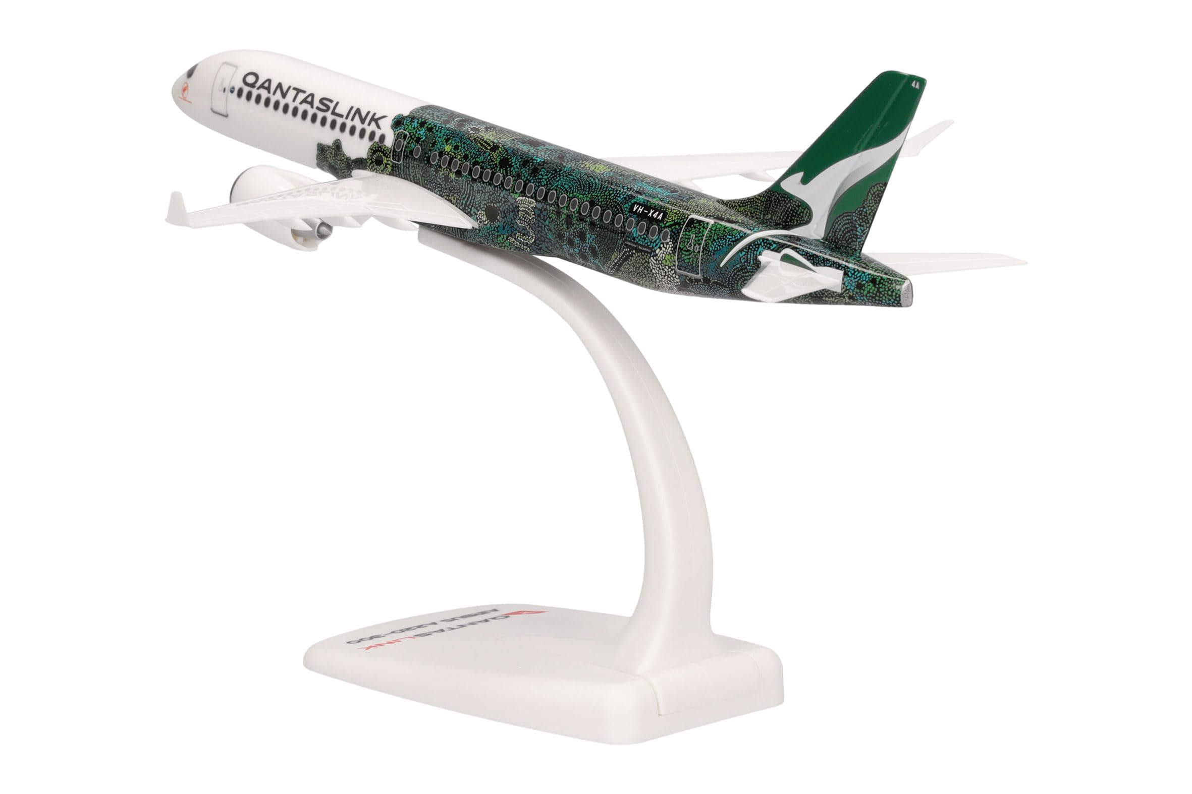 Herpa Snap-Fit Modellflugzeug QantasLink Airbus A220-300 - Flying Art Series/Minyma Kutjara Tjukurpa, Miniatur im Maßstab 1:200, Sammlerstück, Modell mit Standfuß, Kunststoff