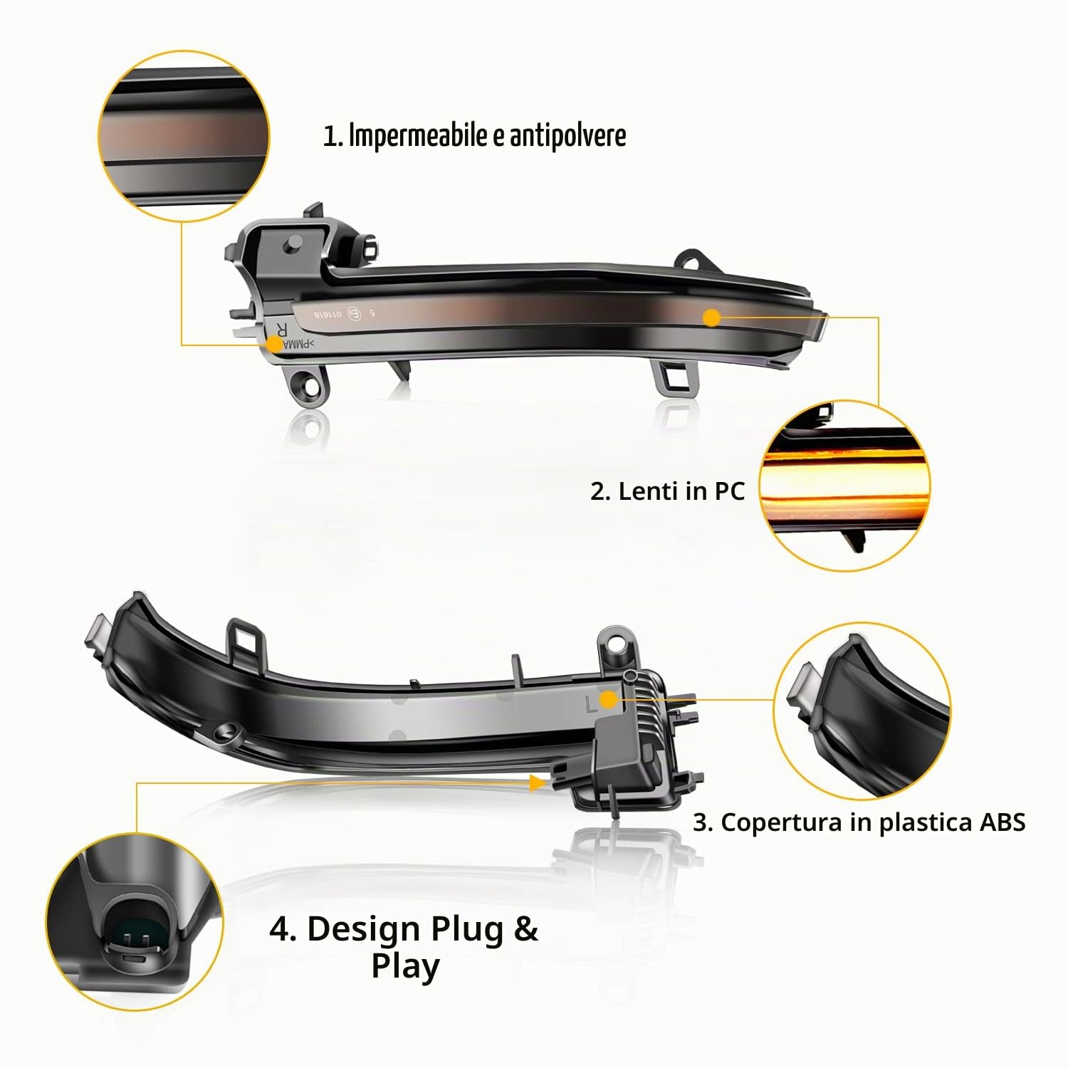 Indicatori di Direzione Per F20 F21 F22 F23 F30 F31 F32 F33 F36 X1 E84 i3 M2 F87 Indicatore Laterale Dinamico Indicatore di Direzione Luce Indicatore Sequenziale Dello Specchio Ambra, 2 Pezzi