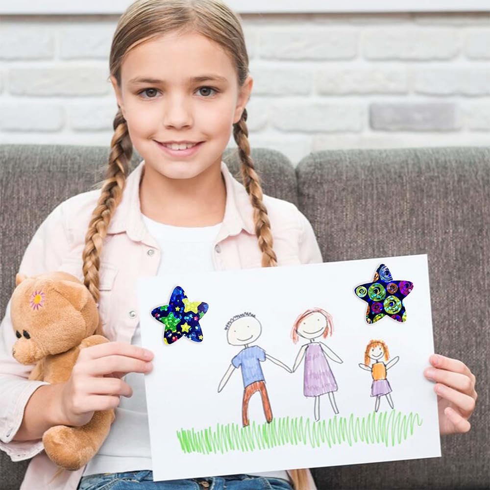 500pcs Glitter Star Stickers for Kids Reward - Colored Sparkly Holographic Shiny Blue Stars Roll for Envelope Seal, Behavior Chart Labels - Teacher Supplies - Image 6