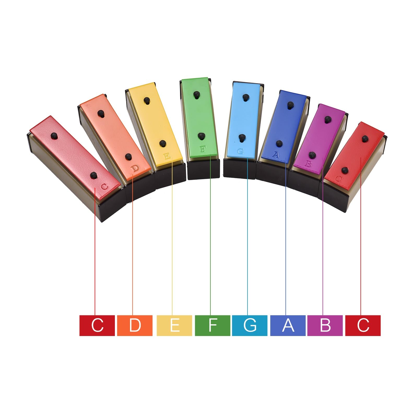 xilofono ​Legno Risonatore A Campana con Piastra Metallica Rimovibile Glockenspiel Colorato A 8 Note con Mazzuolo in Plastica