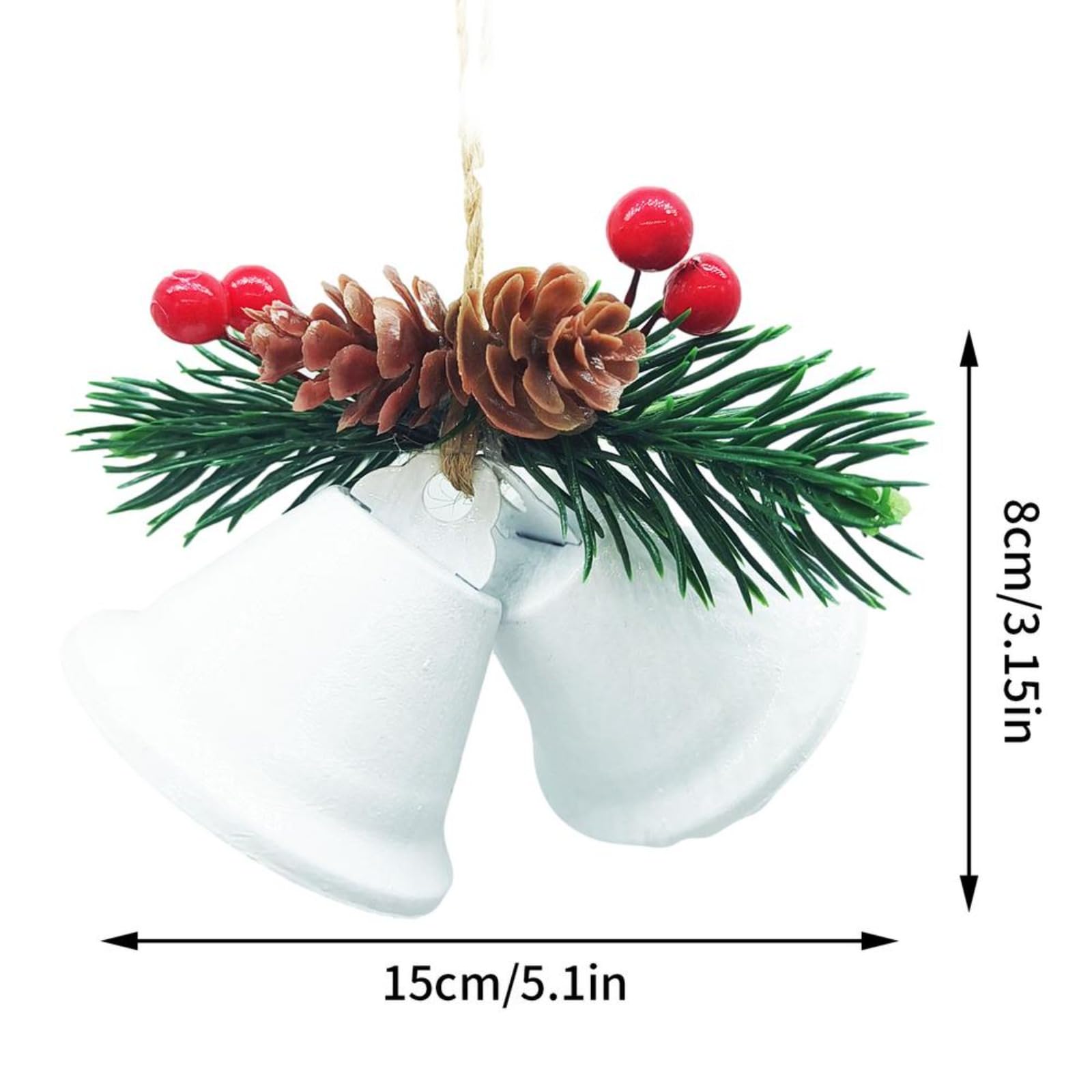 Lot De 4 Cloches Avec Décorations De Noël En Bois Blanc Et Verre H20cm
