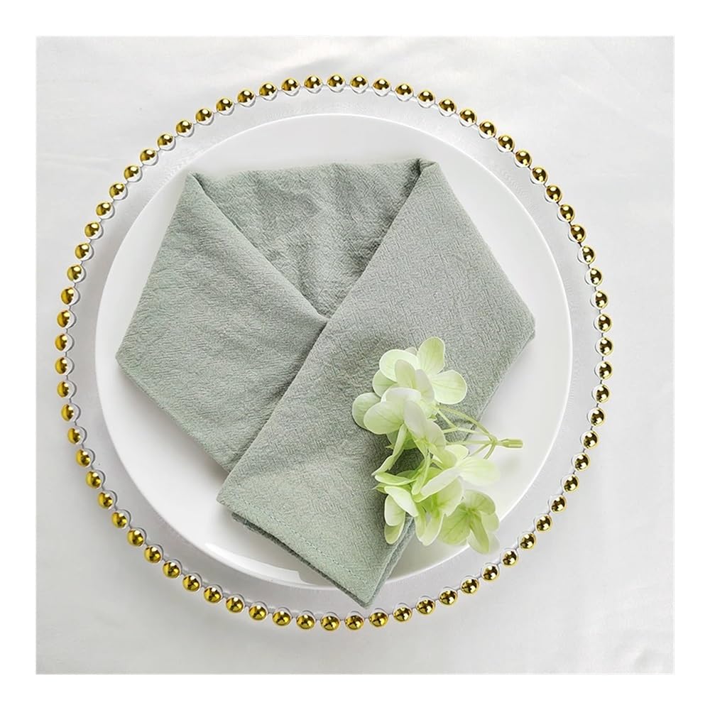 Sage Green serwetki materiałowe zestaw 10 bawełnianych serviette kuchenne ręczniki na stół do herbaty do dekoracji ślubnej w wiejskim domu (10 szt. 45 x 45 cm)