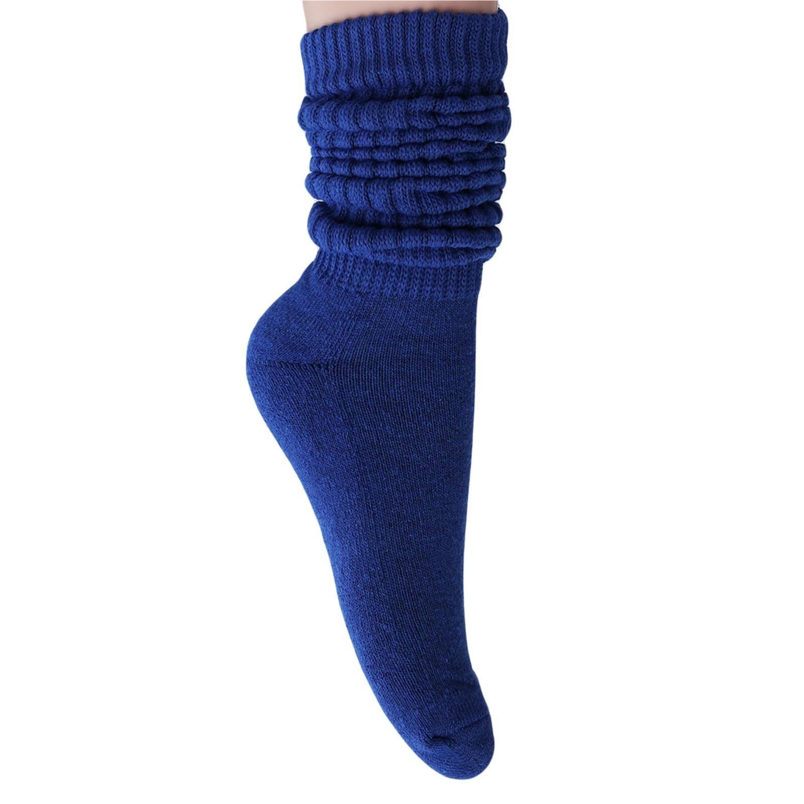 Calcetines anchos gruesos azul real for mujer, tallas 5 a 10, 3 pares Para Niñas y Mujeres