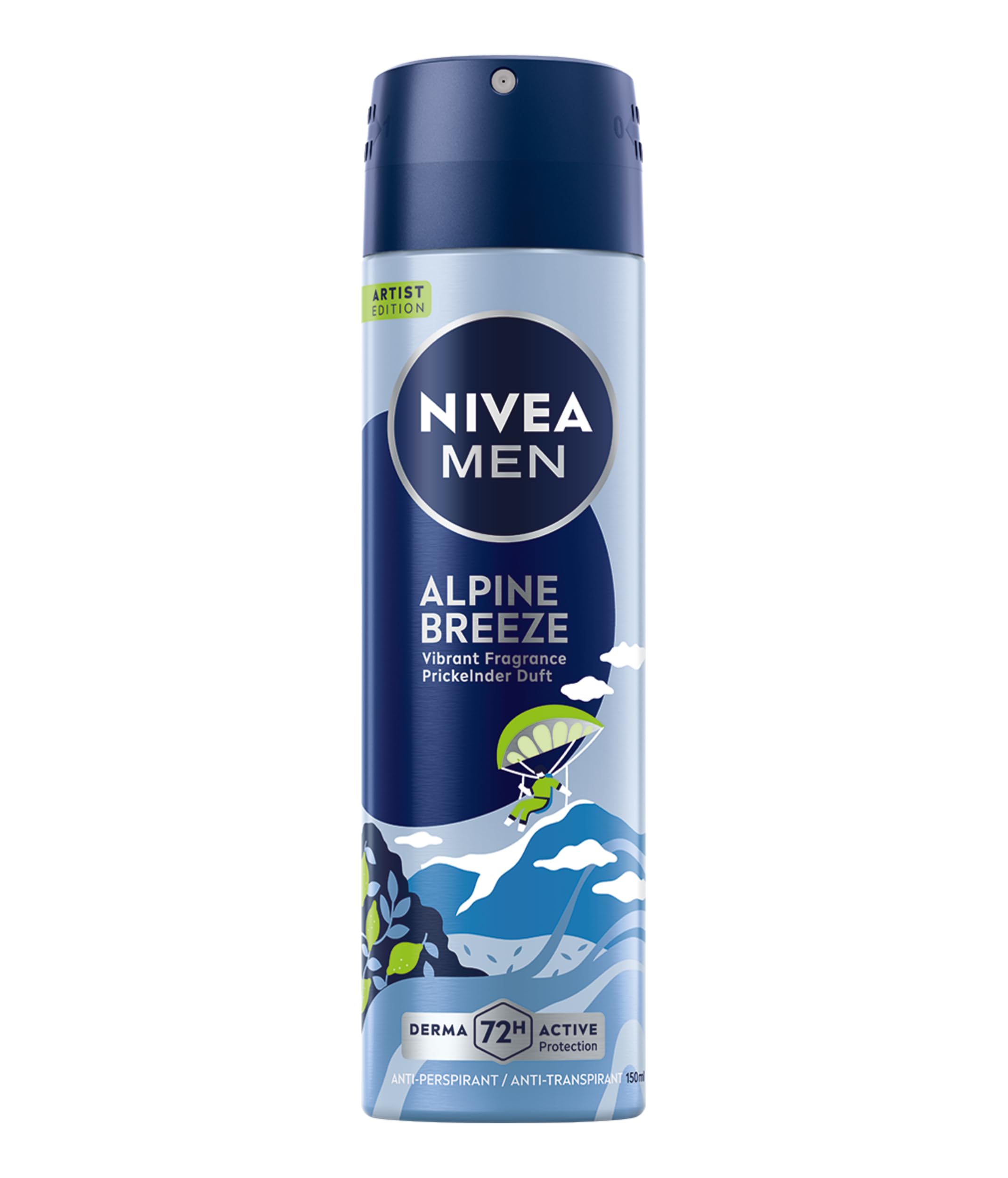 NIVEA MEN Alpine Breeze Artist Edition Deo Spray, Deodorant für 72h Anti-Transpirant-Schutz gegen Schweiß und Geruch, Deospray mit erfrischendem Duft (150 ml)