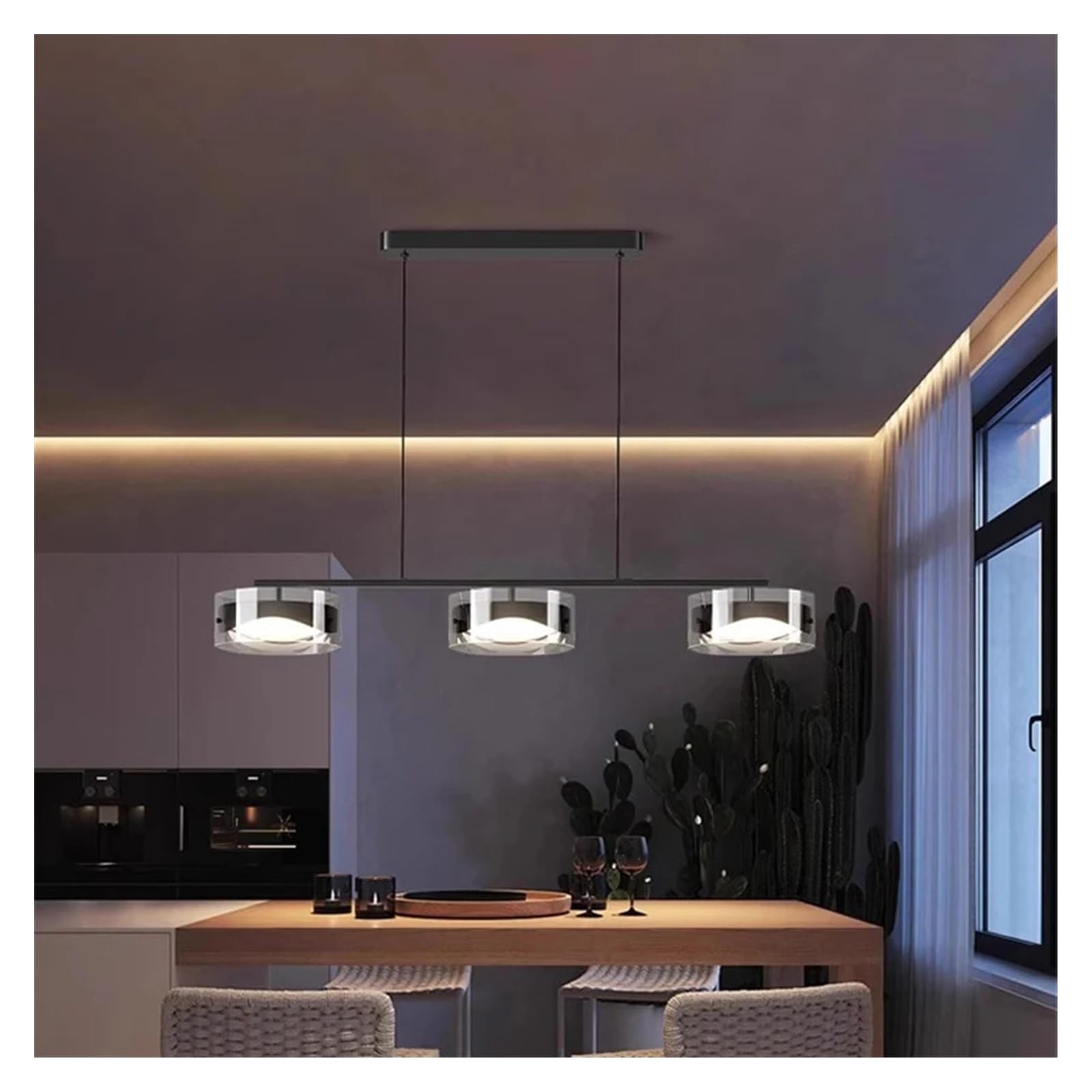 Nowoczesne lampy wiszące do jadalni, oświetlenie wewnętrzne, lampa sufitowa, lampa wisząca, żyrandole LED do salonu (3 głowice-A, zimne)