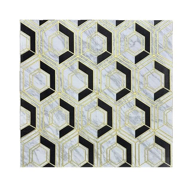 Image of CVD 3D PE Foam Self-Adhesive Wall Stickers | Golden Black Wallpaper for Home, Hotel, Living Room, Bedroom & Cafe | DIY Decorative Panel (70 x 70 cm, Approx. 5.8 Sq. Feet, 1 Piece)
