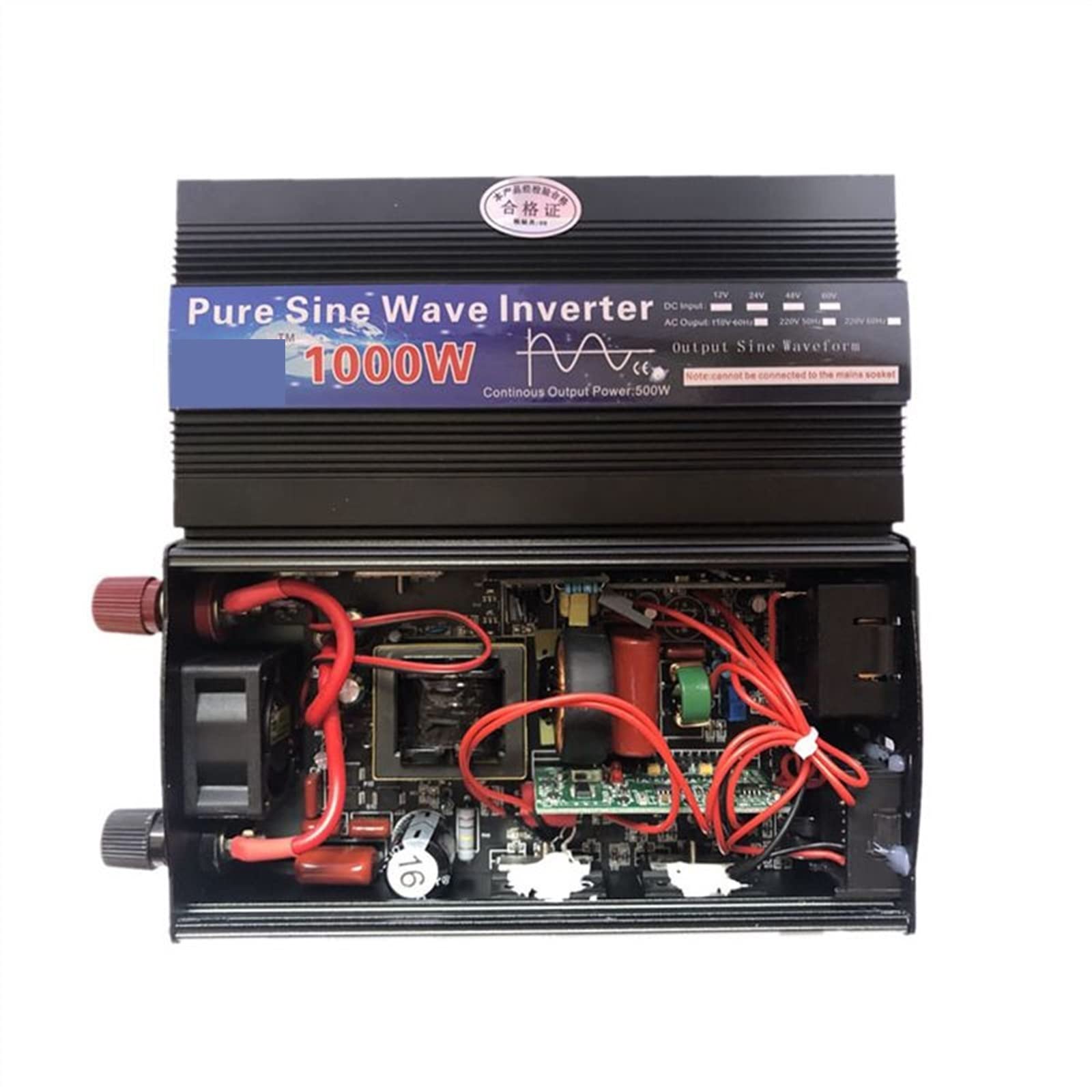 Przetwornica Napięcia, Falownik 1000W 12V 110/220 czysta długość fali sinusoidalnej DC12V / 24V AC 50Hz konwerter zasilania domowy falownik solarny(12V_220-60HZ_UPGRADE)