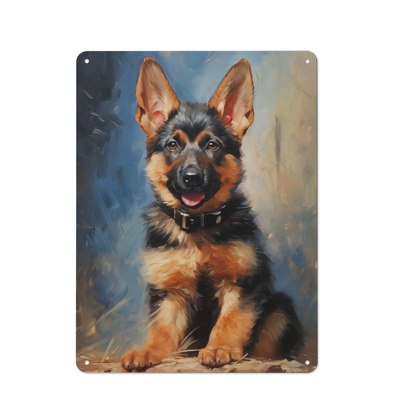 Tin Sign 40x30cm with German Shepherd Dog Puppy for Workshop Wall, Rustic Decor, Suited to Workshop Decor Fans
