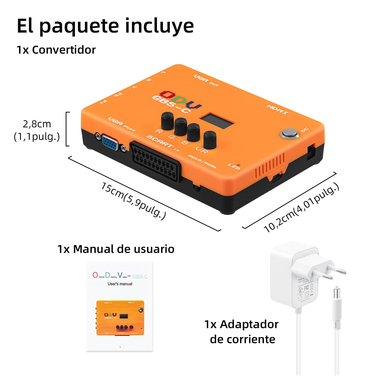 Mcbazel ODV-GBS-C YPbPr Componente/VGA/RGBS Scart a VGA/HDMI Scan Converter para Consola de Juegos Retro soporta Salida HDMI 720p/960p/1080p