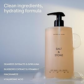 Salt & Stone Body Wash with Antioxidants for Deep Moisture | For Women & Men, Sulfate, Paraben, & Dye Free, Leaving Skin Soft and Hydrated | Saffron & Cedar 32 fl oz