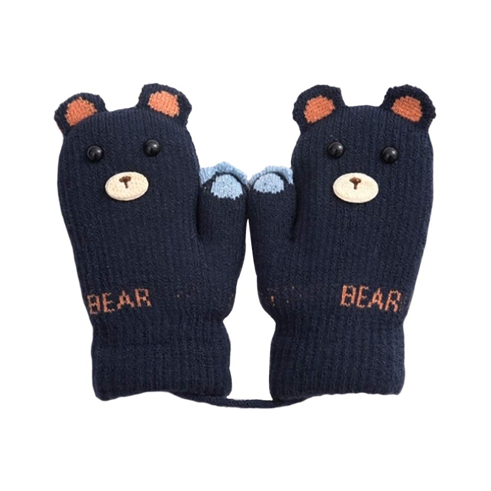 Baby Boys Girls Winter Knitted Mittens Warm Fleece Lined Gloves for Kids 0-3 Years