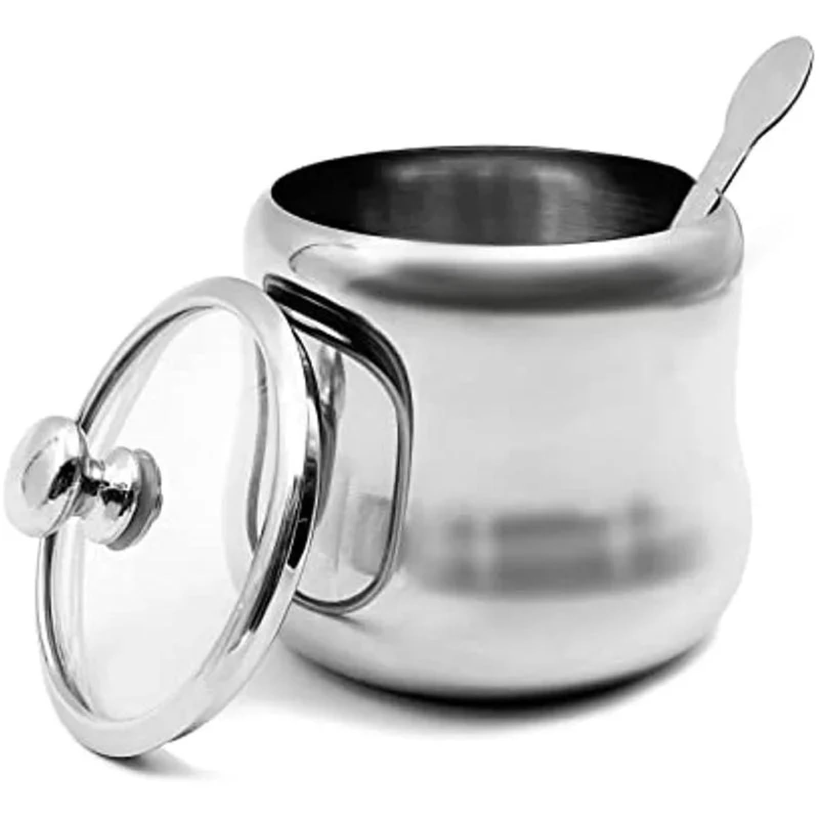 UBOHUZ 2pcs 300ml Stainless Steel Spice Jar Sugar Bowl Coffee Container Seasoning Condiment Pot Canister Cruet for Salt Sugar Spice Pepper