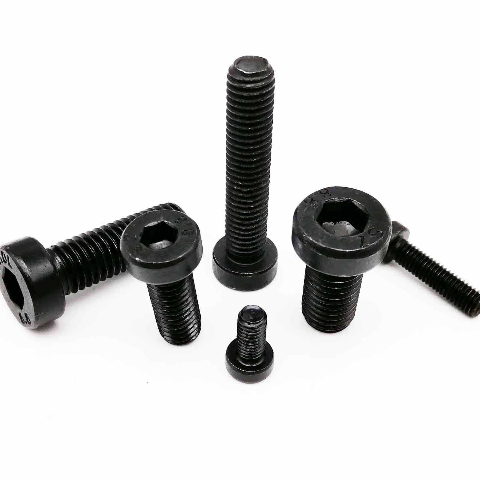 Tornillo autorroscante M4 M5 M6 M8 M10 M12 M16 grado 8.8 acero negro hexagonal hexagonal cabeza delgada perfil corto Allen tapa tornillo cubierta (M5 x 16 mm, 50 piezas)