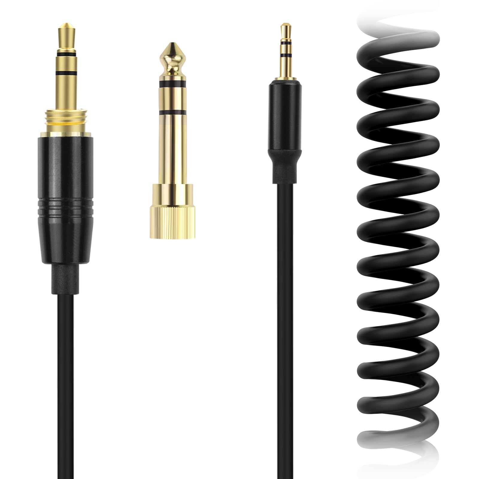 Sqrmekoko Upgrade Extension Spring Relief Coiled Audio Cable Replacement for Bose QC45 QC35 QC35II OE2 OE2i AE2 AE2i SoundTrue SoundlinkII Headphones (Black)-image-4