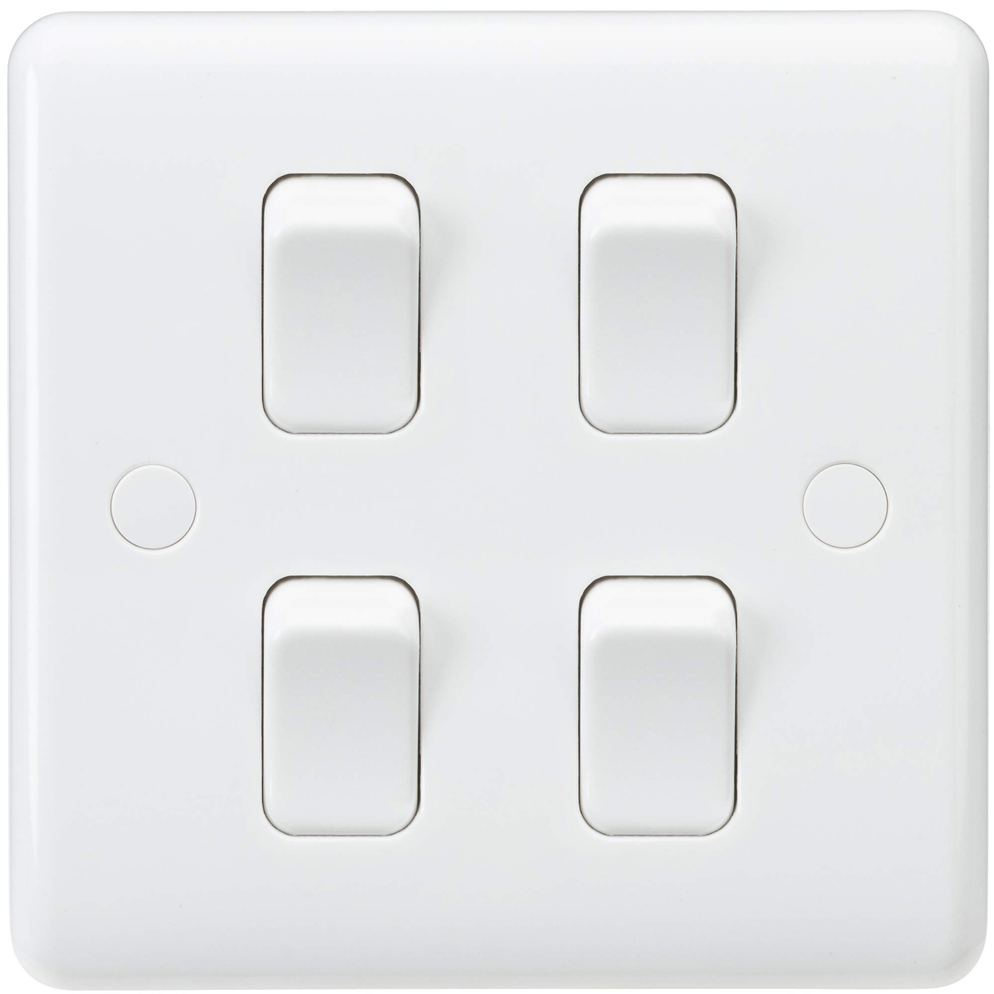 Mla Knightsbridge Curved Edge 10Ax 4 Gang 2-Way Switch (On Single Plate) Cu4101 from B&Q