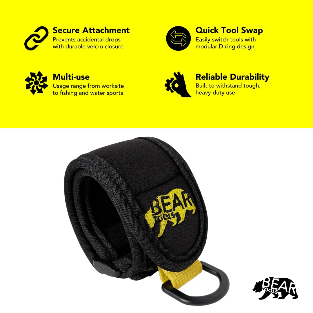BearTOOLS Wrist Tool Strap - Effortless Tool Tethering for Comfort & Safety - Adjustable, Interchangeable - Velcro Closure, 0.9kg Max Load - Black - Image 3